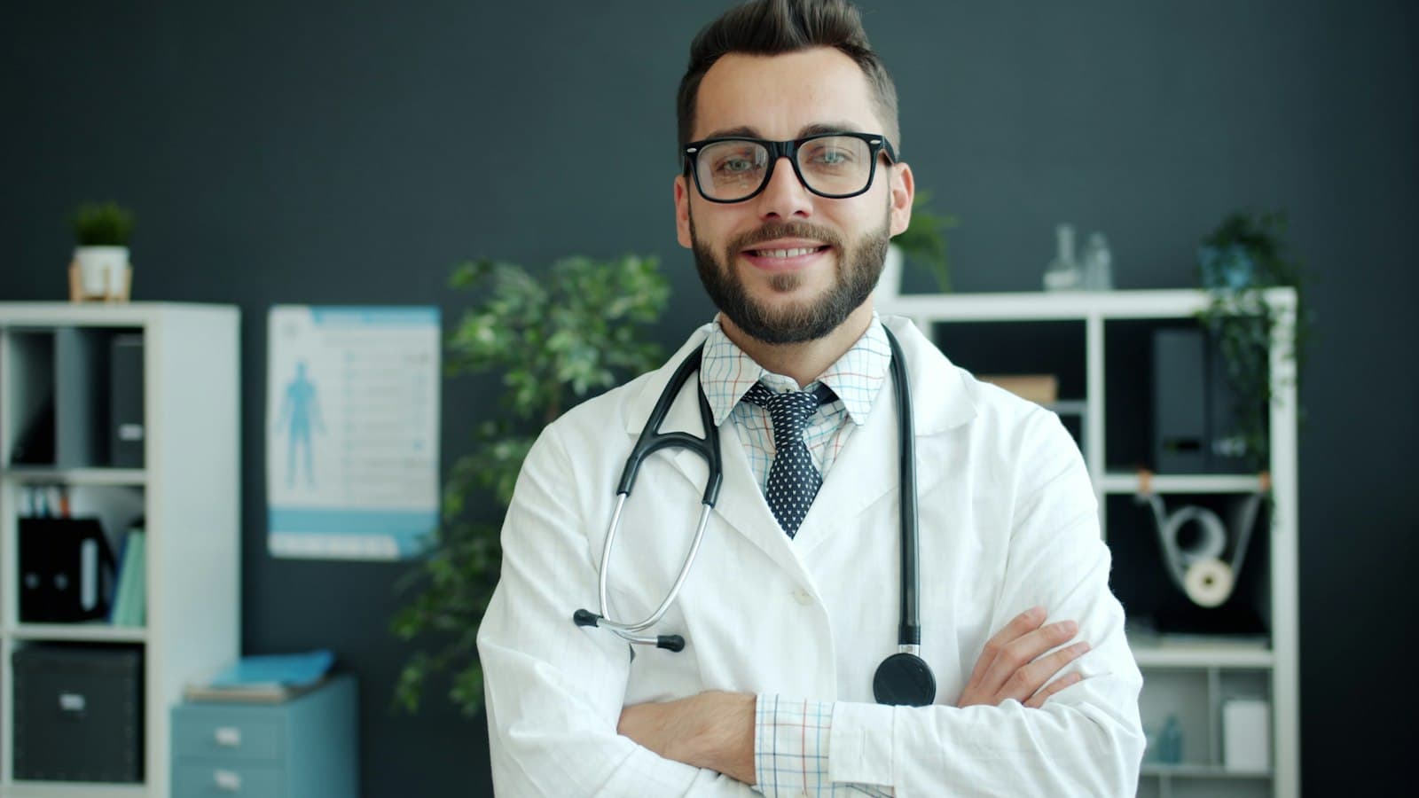 A confident doctor with arms crossed