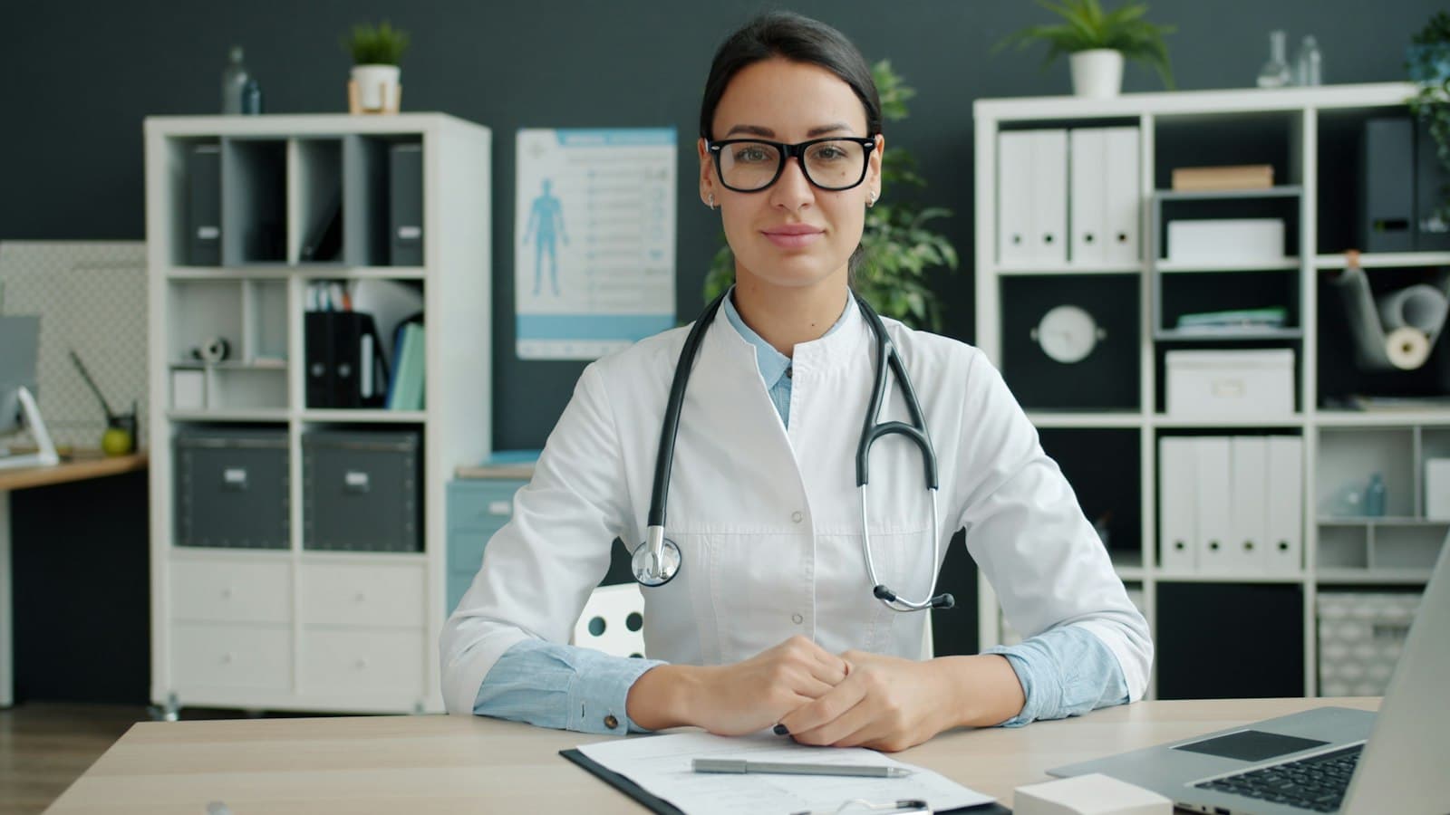 A doctor speaking with a patient over a video call